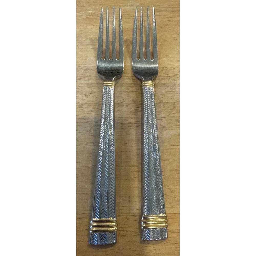 Ralph Lauren Golden Wainwright Stainless Steel 2 Dinner Forks Fork 1991‎ Vintage